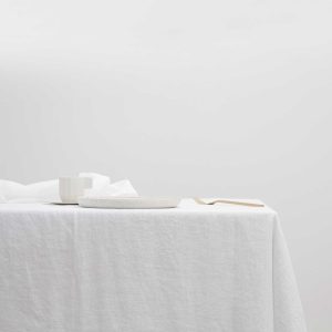 Washed Linen Dining Tablecloth in White