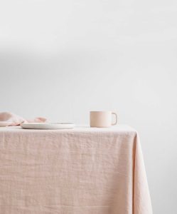 Washed Linen Dining Tablecloth in Blush