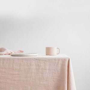 Washed Linen Dining Tablecloth in Blush