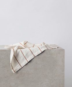 Striped Linen Dining Napkin Set in Cedar Stripe