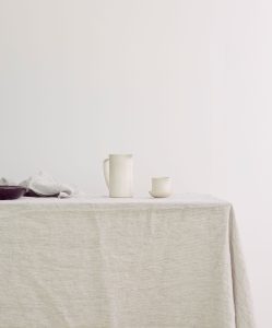 Striped Linen Dining Tablecloth in Pinstripe