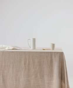 Frayed Edge Linen Dining Tablecloth in Natural