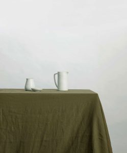 Washed Linen Dining Tablecloth in Forest