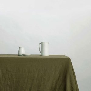Washed Linen Dining Tablecloth in Forest