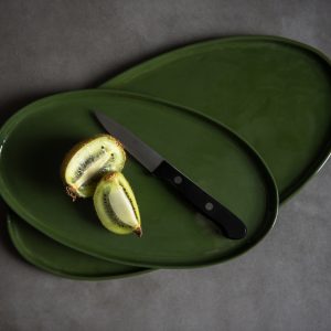 Green Porcelain Oval Serving Platter