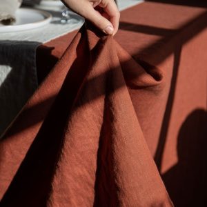 Terracotta Red Stonewashed Linen Tablecloth
