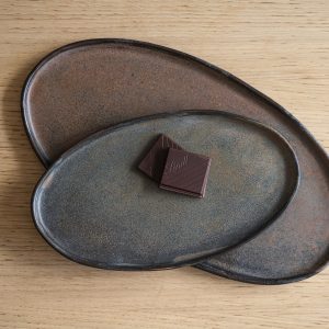 Rust Brown Glaze Stoneware Oval Serving Platter