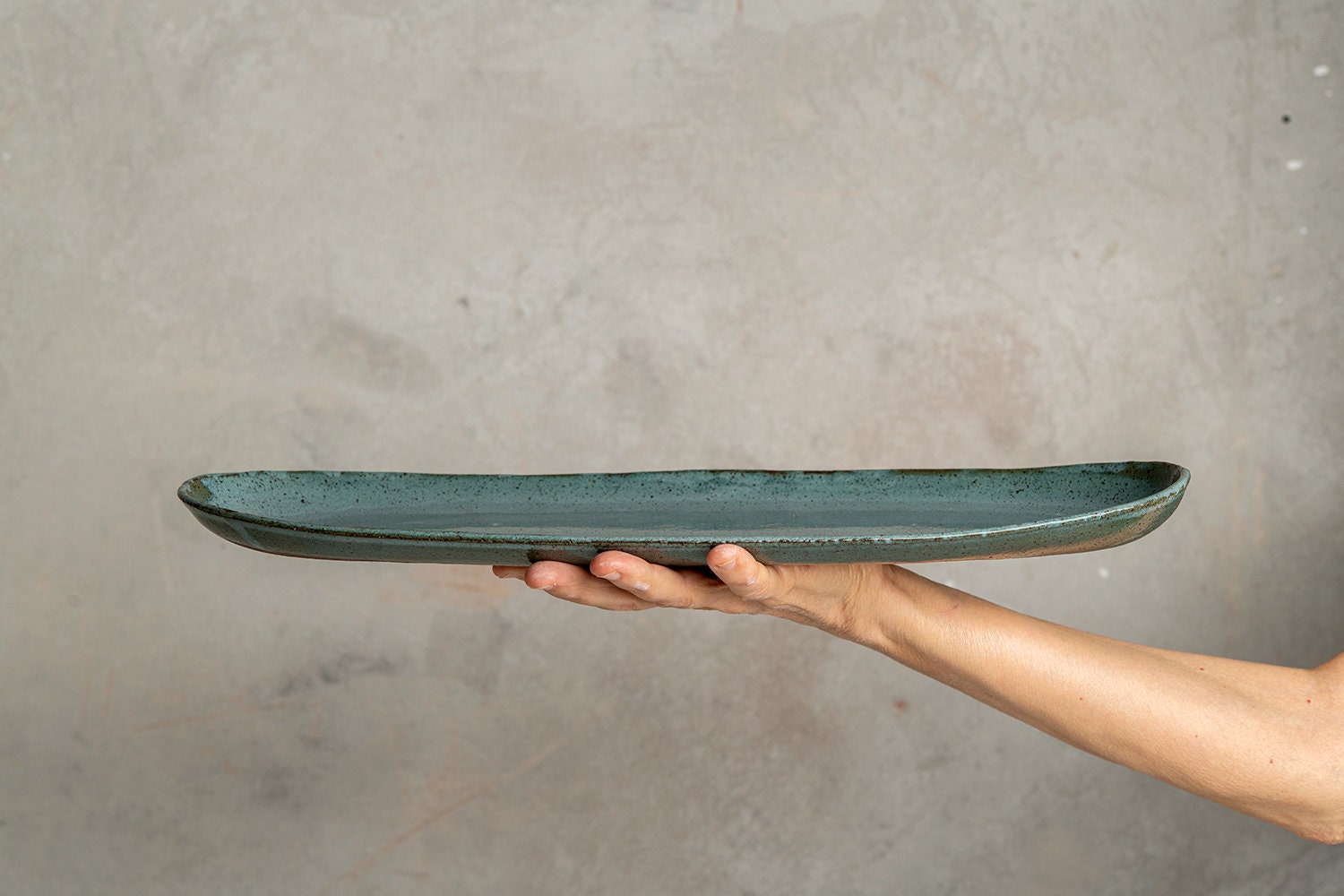 Off-White Stoneware Oval Serving Platter, 15 Inch - Image 7