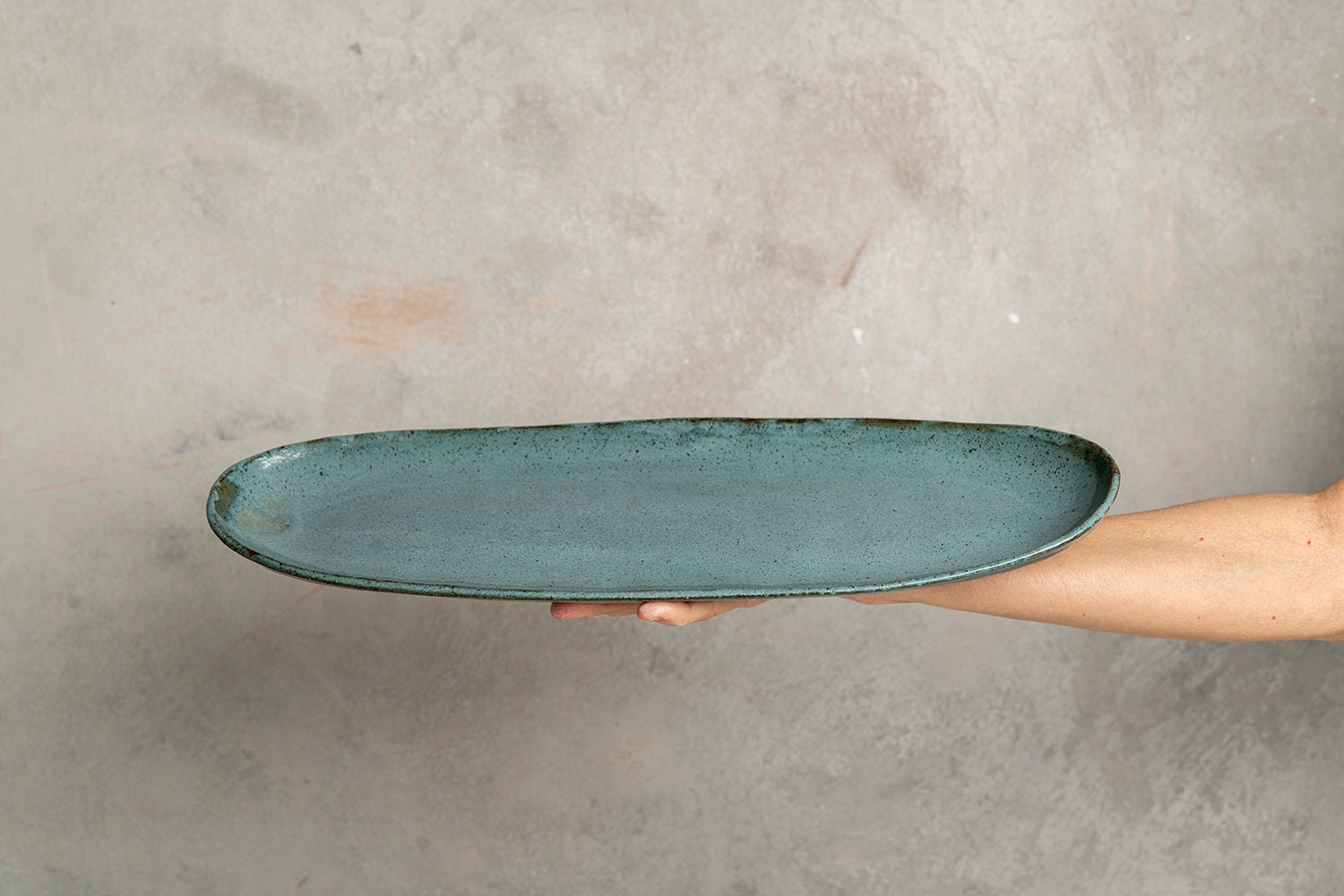 Off-White Stoneware Oval Serving Platter, 15 Inch - Image 8