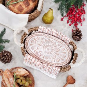Oval Christmas Bread Warmer Set