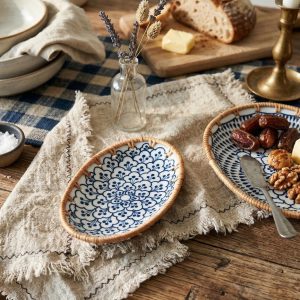 Rattan Pattern Ceramic Catchall Plate