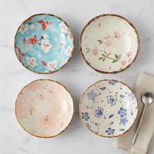 Floral Gold Rim Porcelain Dessert Plates