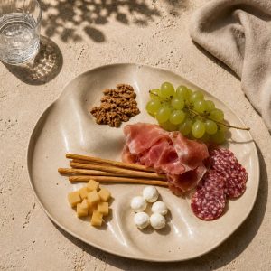 Medium Ceramic Serving Platter with Olive Oil Dip Section