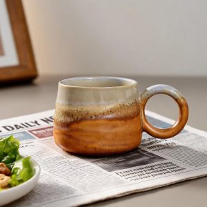 Reactive Glaze Stoneware Mug with Round Handle, 12 oz