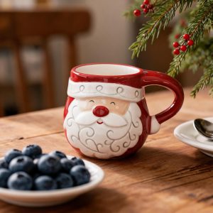 Sculpted Santa Ceramic Mug, 12 oz