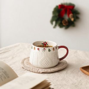 Cable Knit Texture Christmas Ceramic Mug