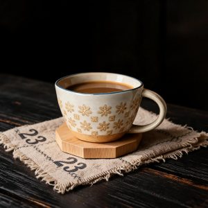 Embossed Daisy Ceramic Mug, 14 oz