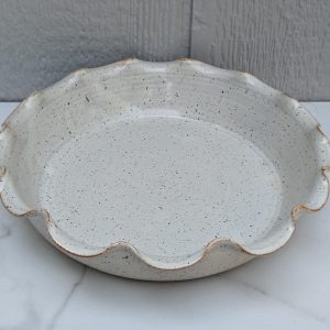 White Speckled Stoneware Fluted Pie Plate