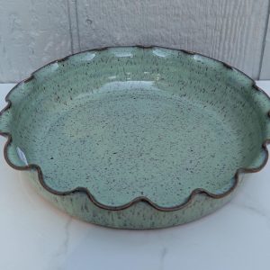 Seafoam Green Stoneware Fluted Pie Plate
