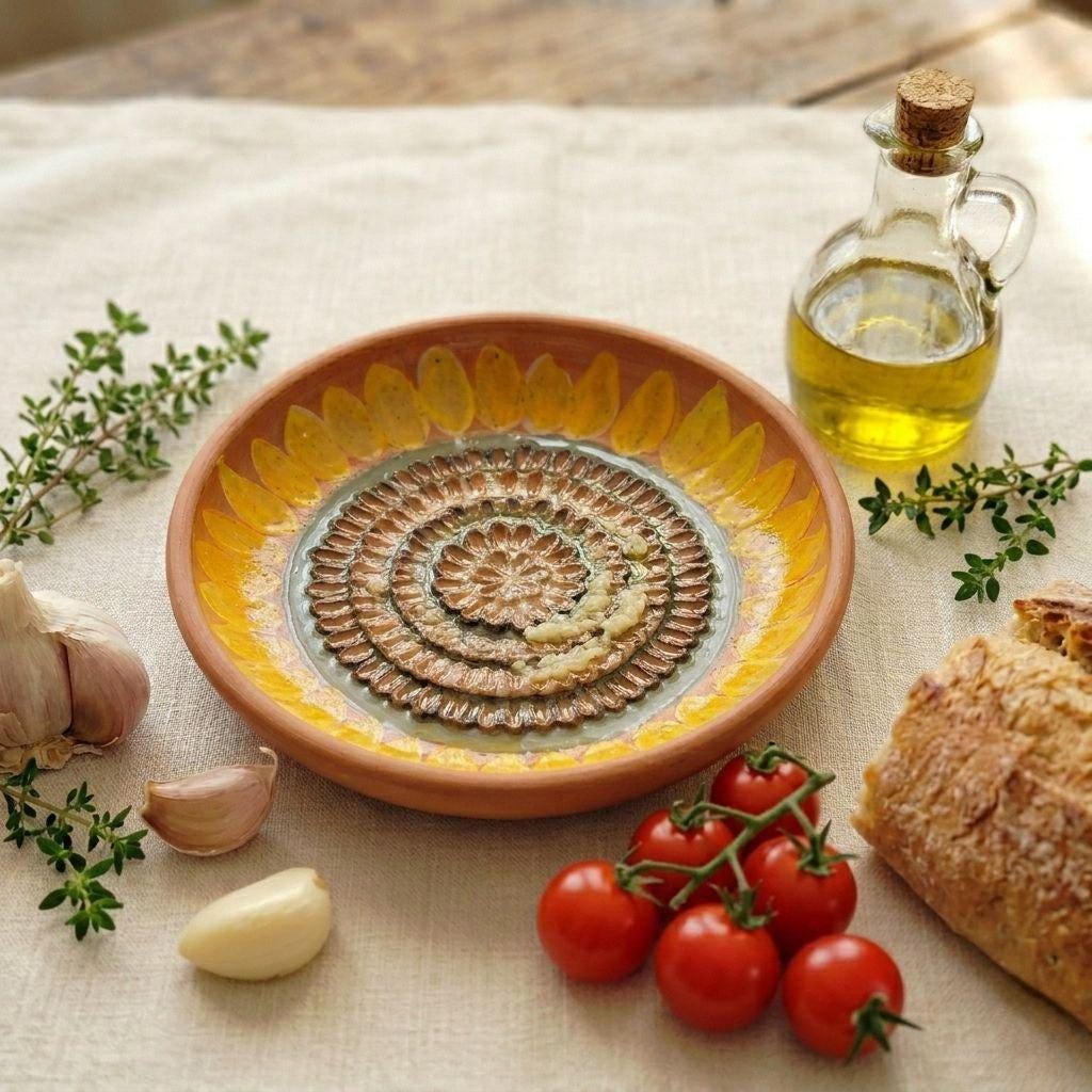 Sunflower Ceramic Garlic Grater Plate