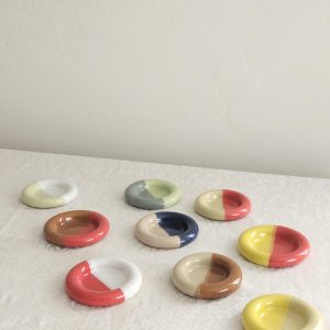 Speckled Two-Tone Ceramic Donut Ring Dish
