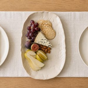 Large Stoneware Serving Platter and Charcuterie Tray, 15 Inch