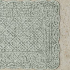 Embroidered Linen Dining Placemat Set in Sage
